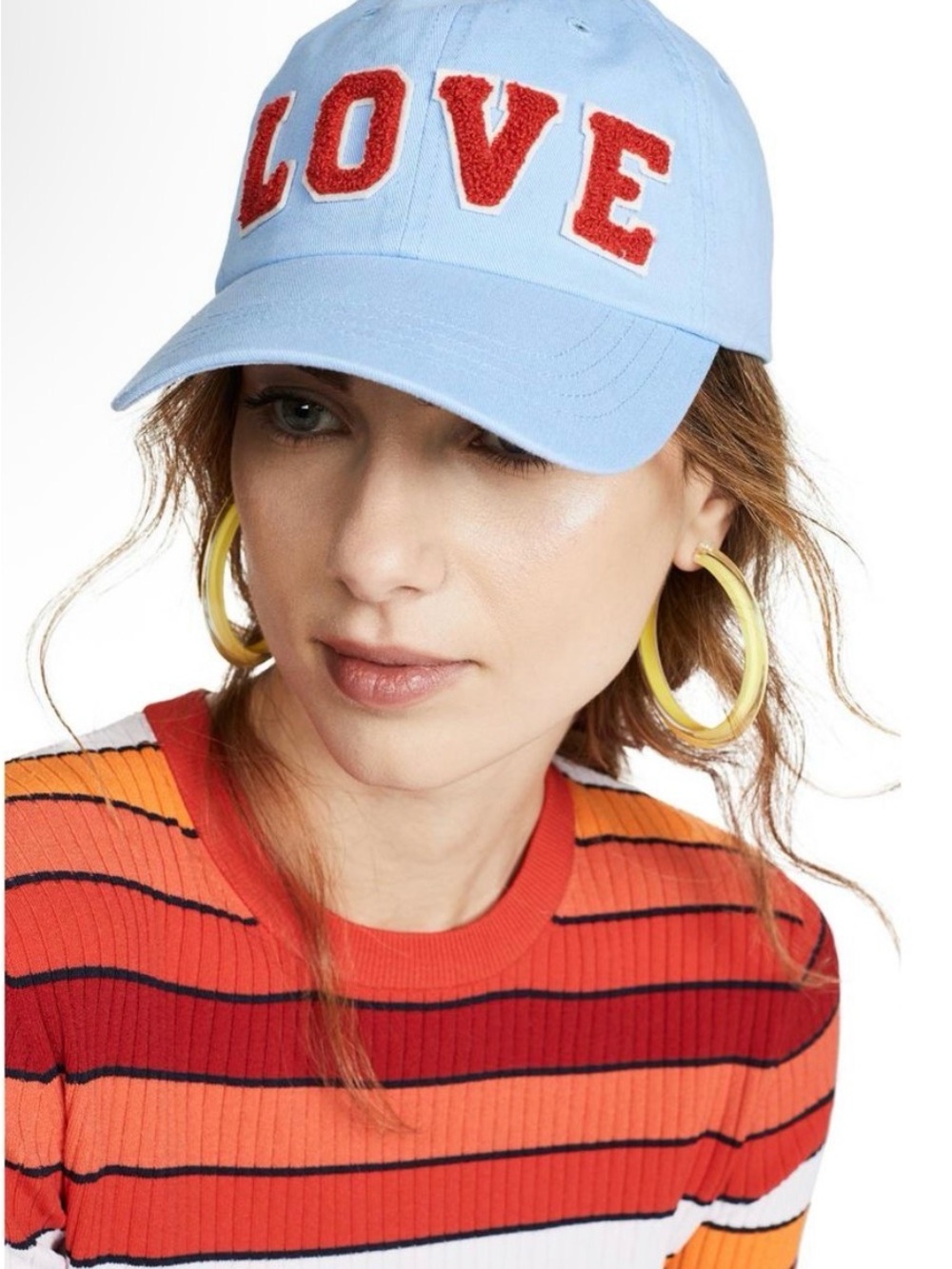 Tory Burch Sport LOVE Cap Baller Hat • in Blue with red chenille letters - Picture 1 of 13